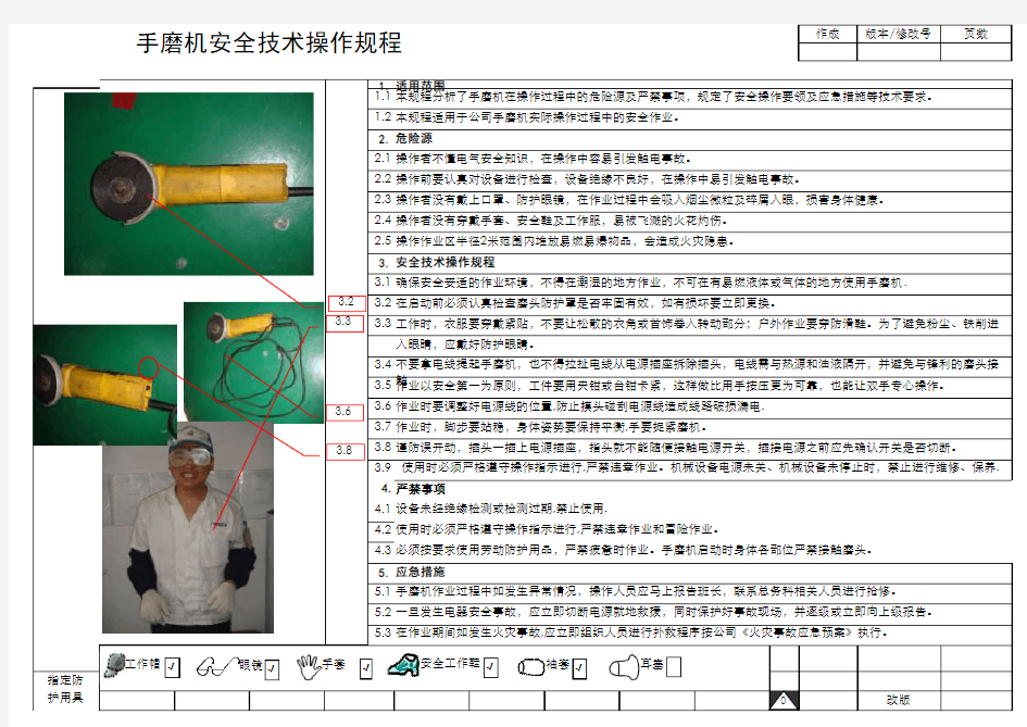 手磨机安全技术操作规程