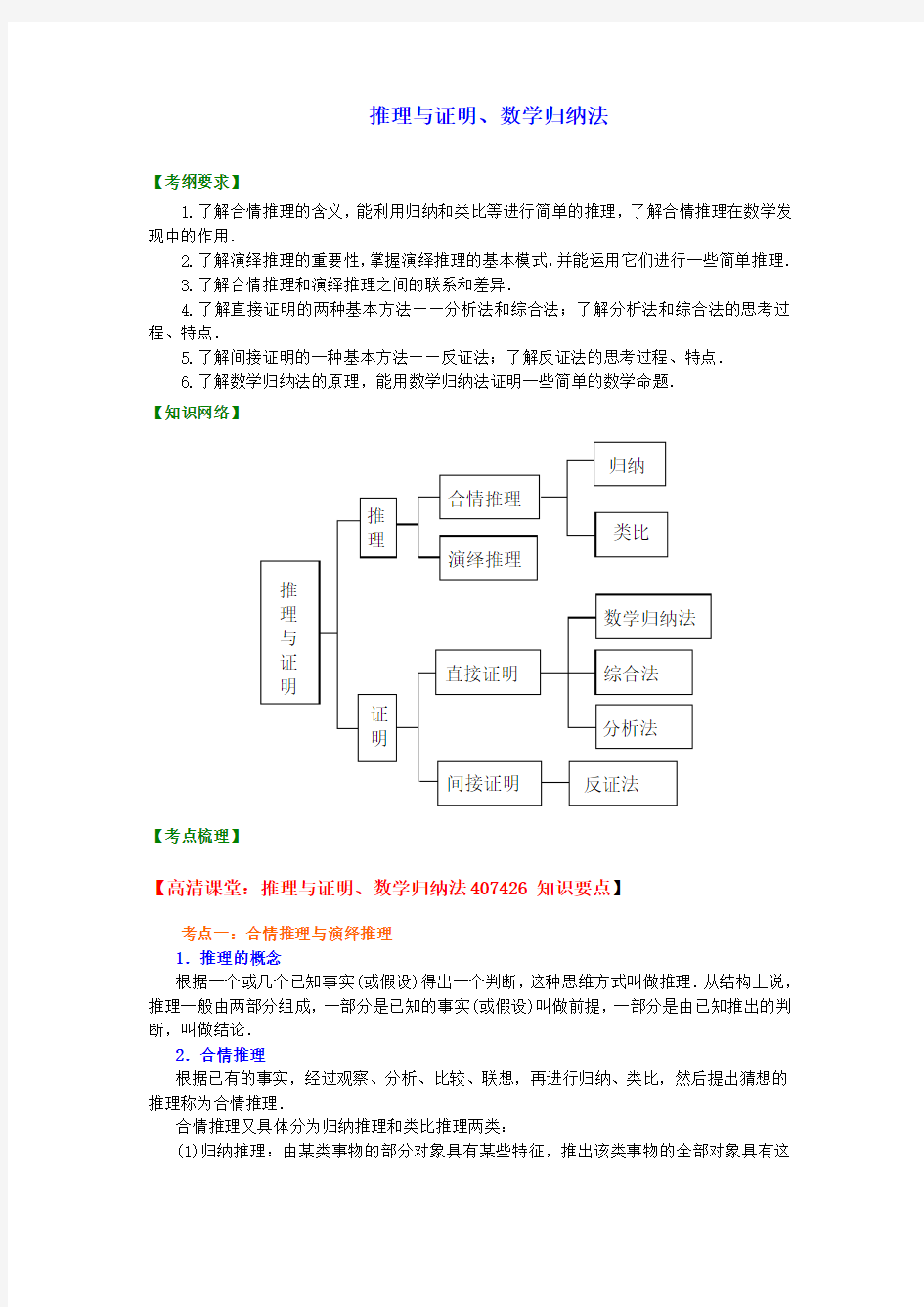 89知识讲解推理与证明、数学归纳法