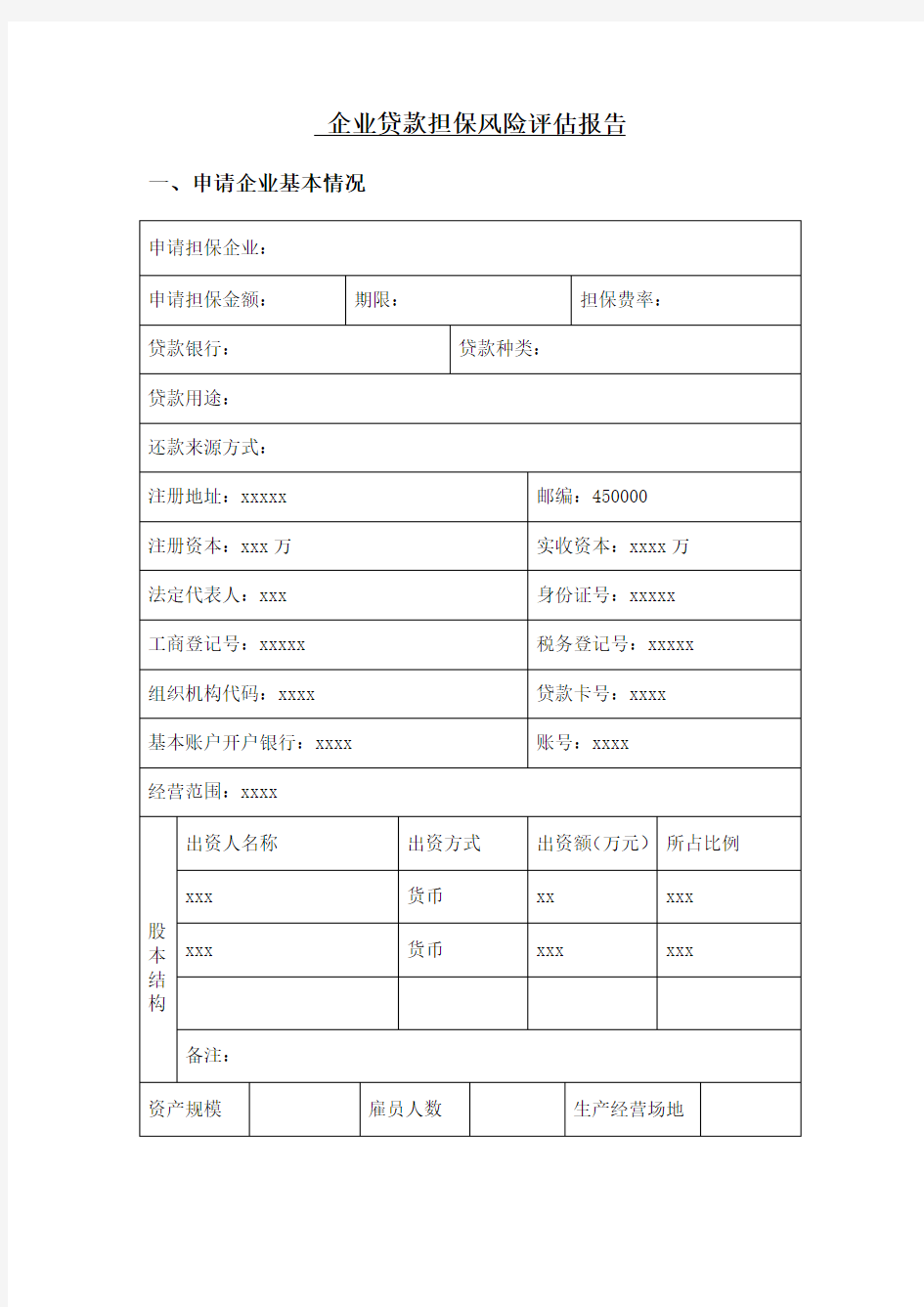 企业贷款担保风险评估报告