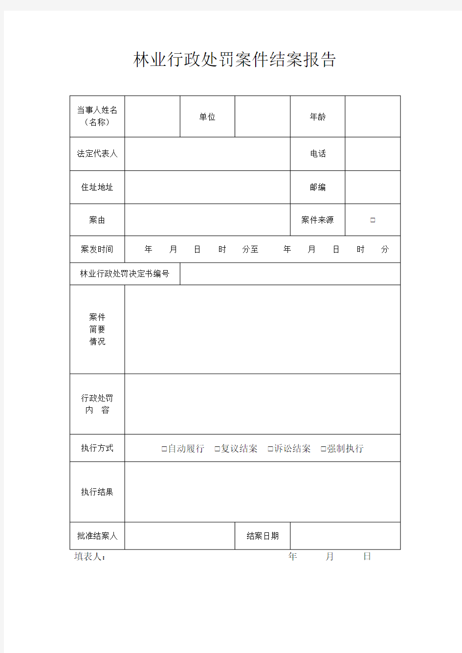 (完整版)林业行政处罚案件结案报告