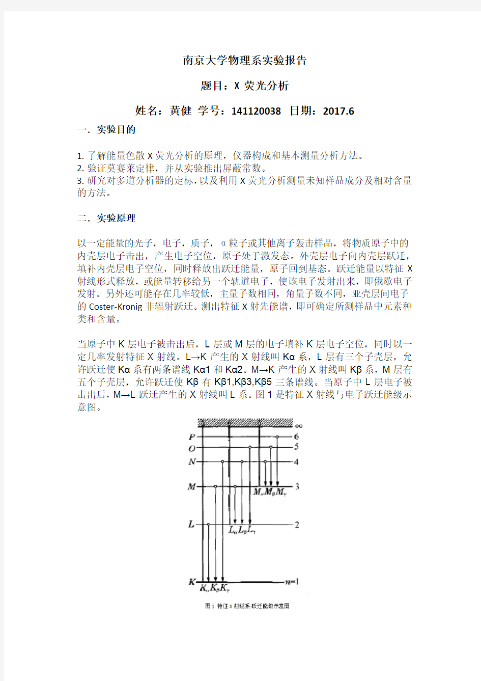 X荧光分析实验报告——南京大学