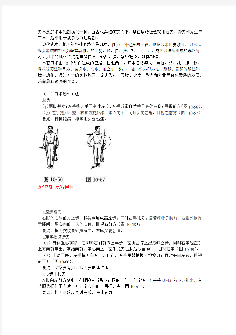 刀术是武术中短器械的一种