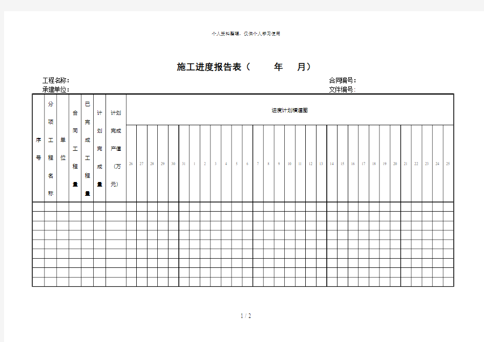 12施工进度报告表