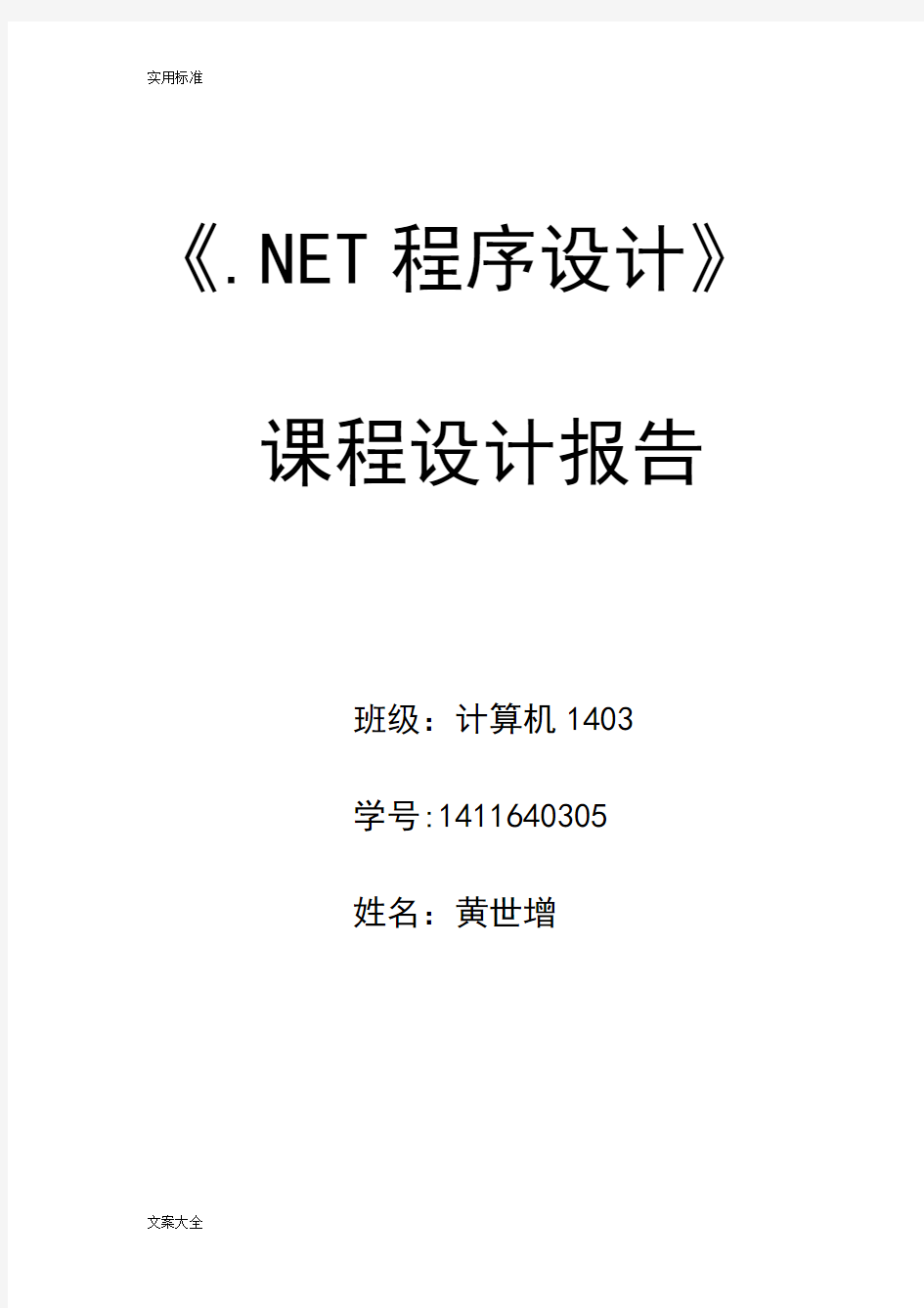 《.NET程序设计》课程设计报告材料