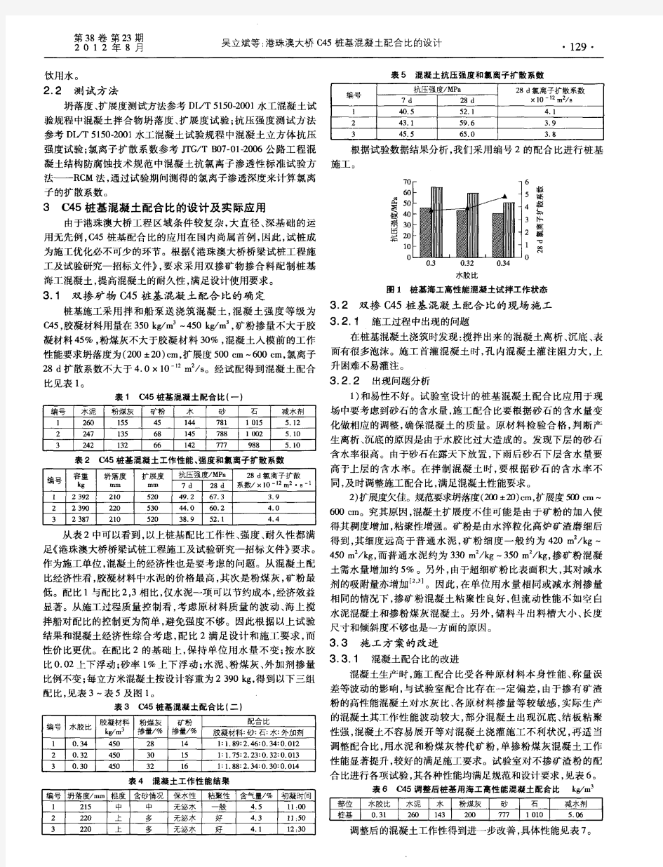 港珠澳大桥C45桩基混凝土配合比的设计