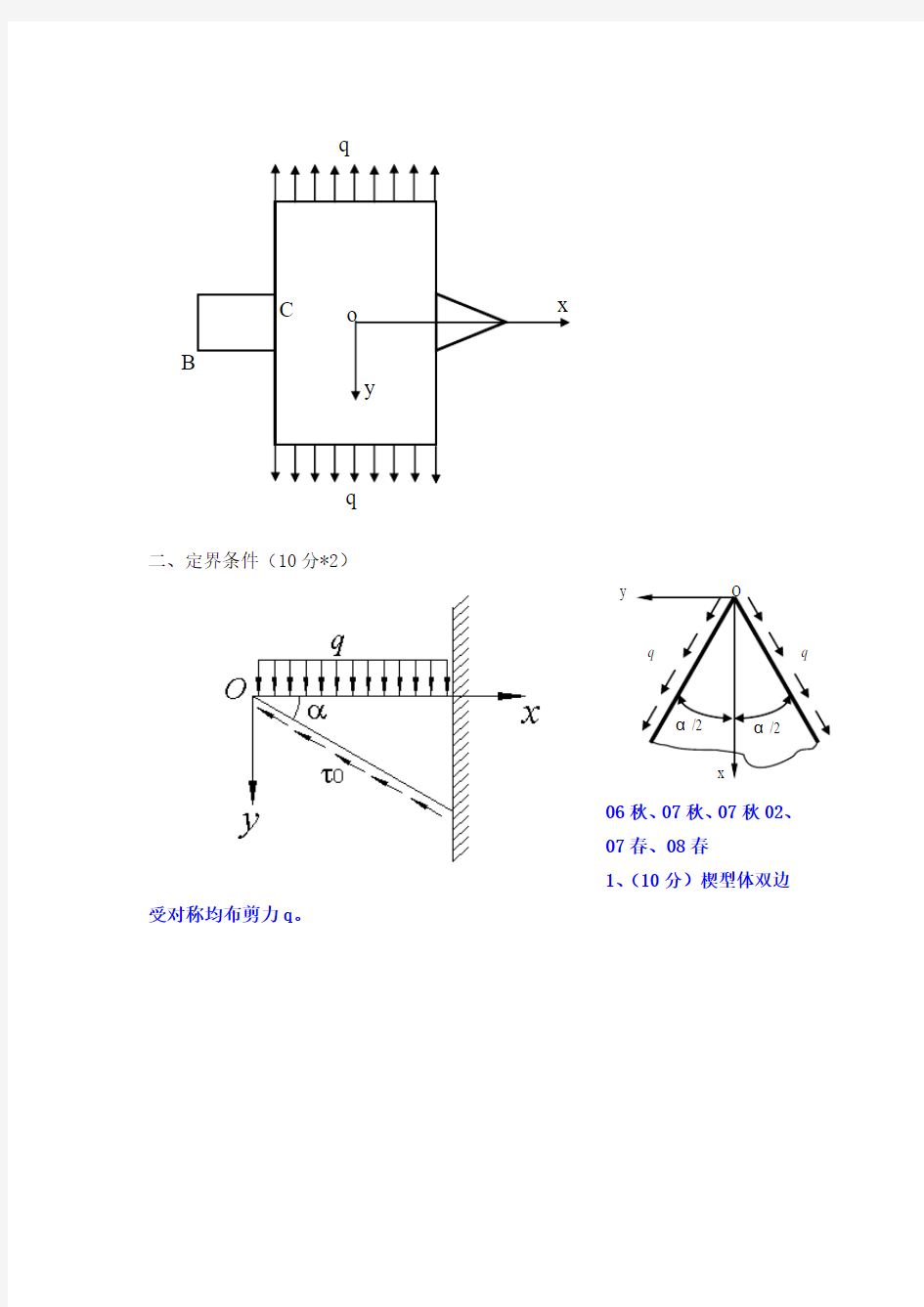 弹性力学试卷题库原版