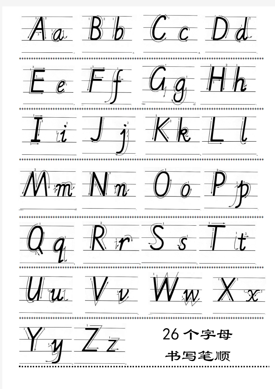 7月26小学汉语拼音声母表韵母表+26个字母书写笔顺 2