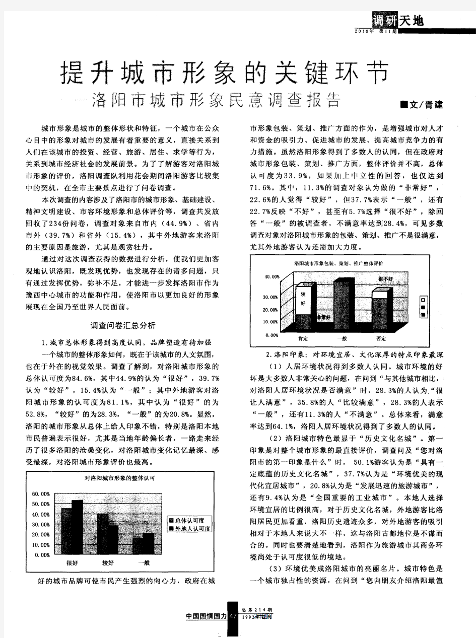 提升城市形象的关键环节——洛阳市城市形象民意调查报告