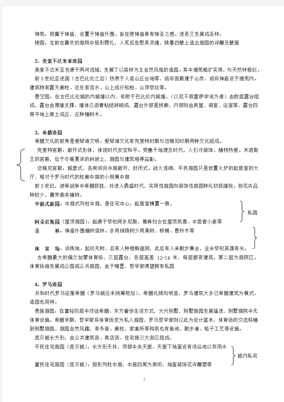 西方造园史复习要点(同济大学在职研究生)