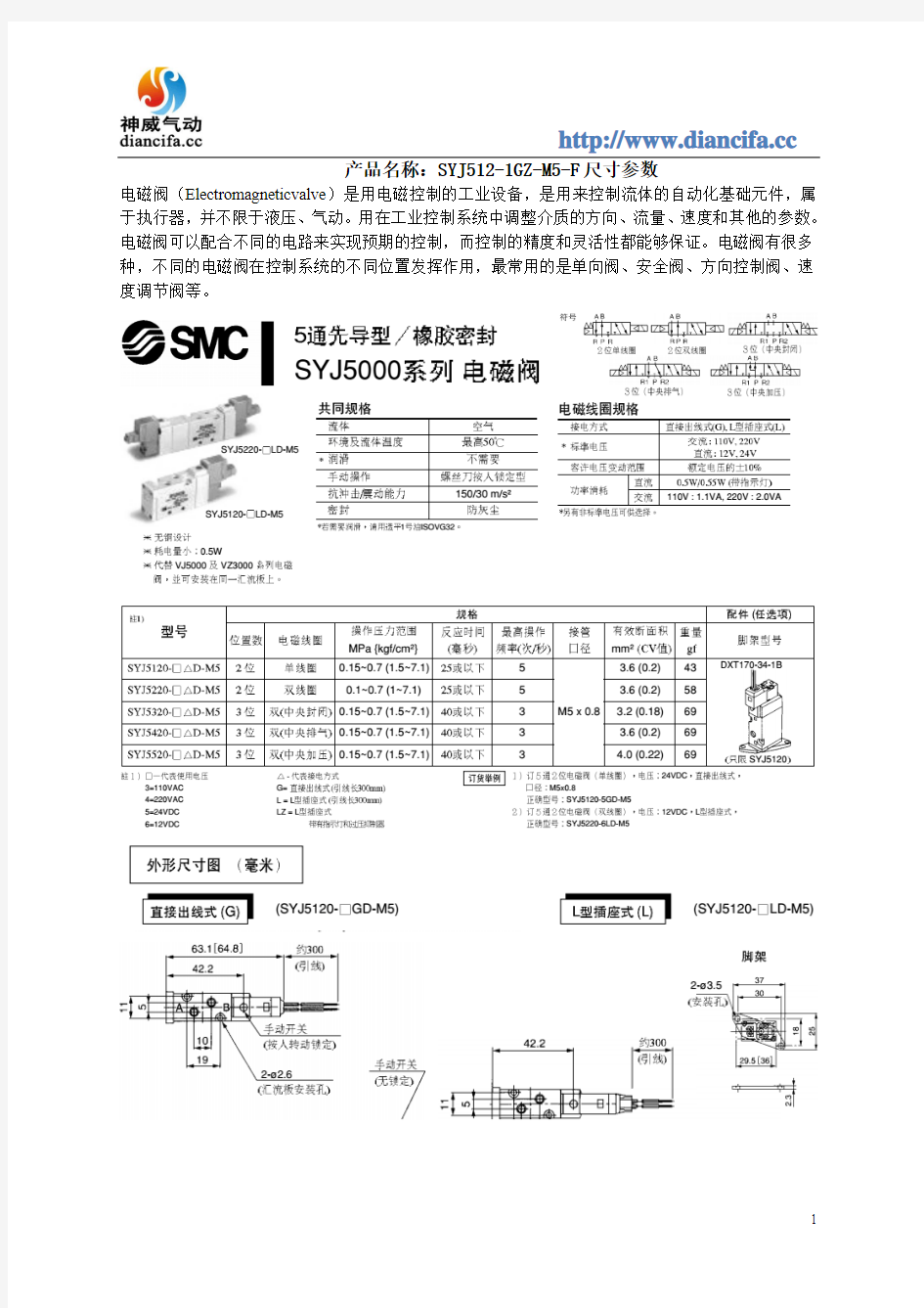SYJ512-1GZ-M5-F尺寸参数