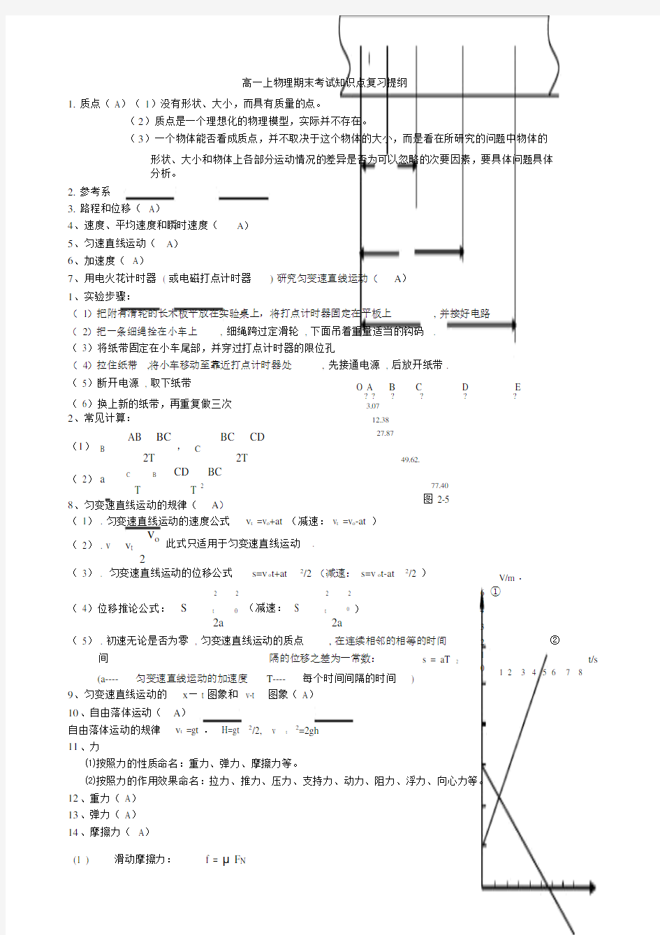 高中一年级上物理知识点总结.doc