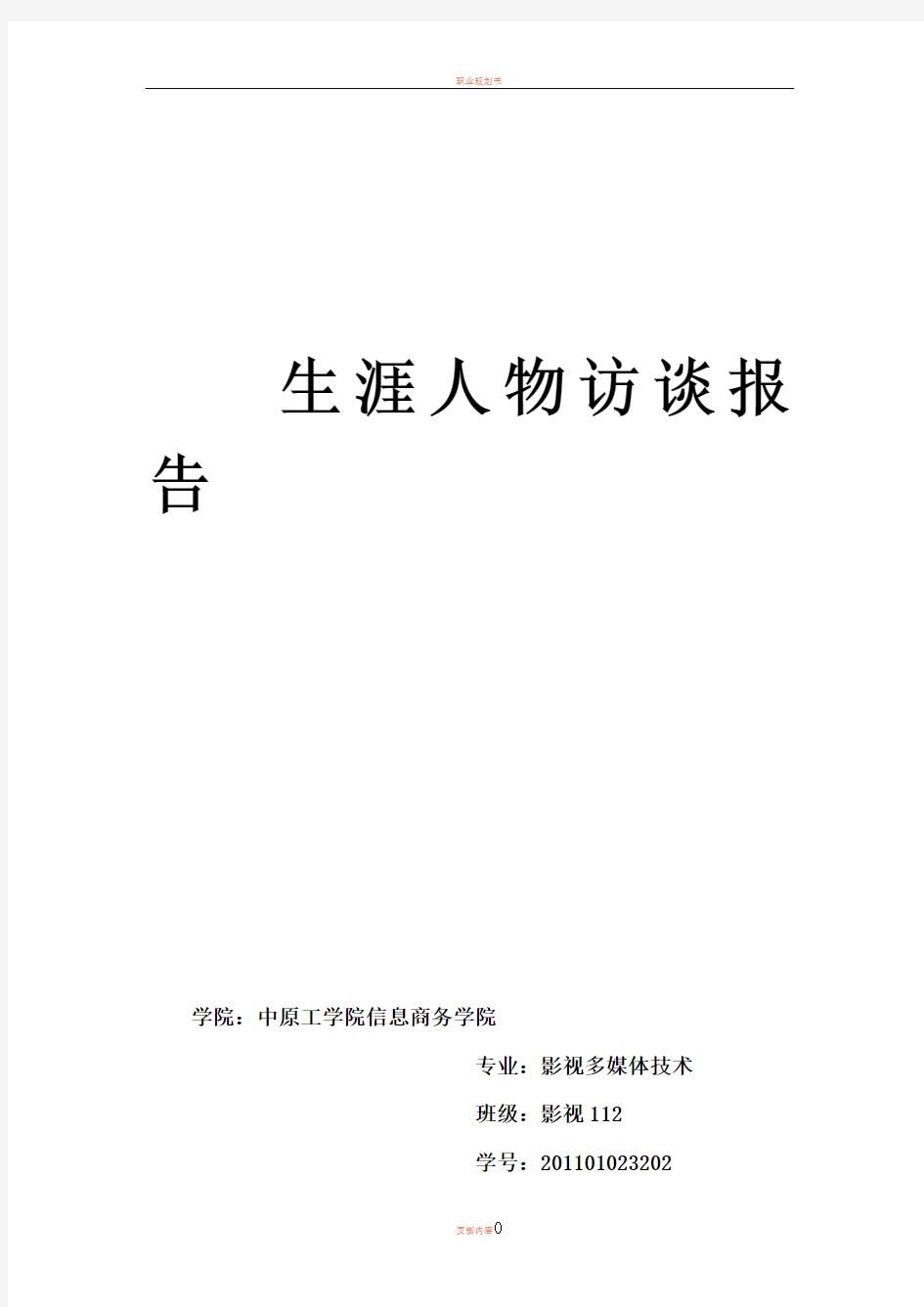 大学生职业生涯规划(职业人物访谈)