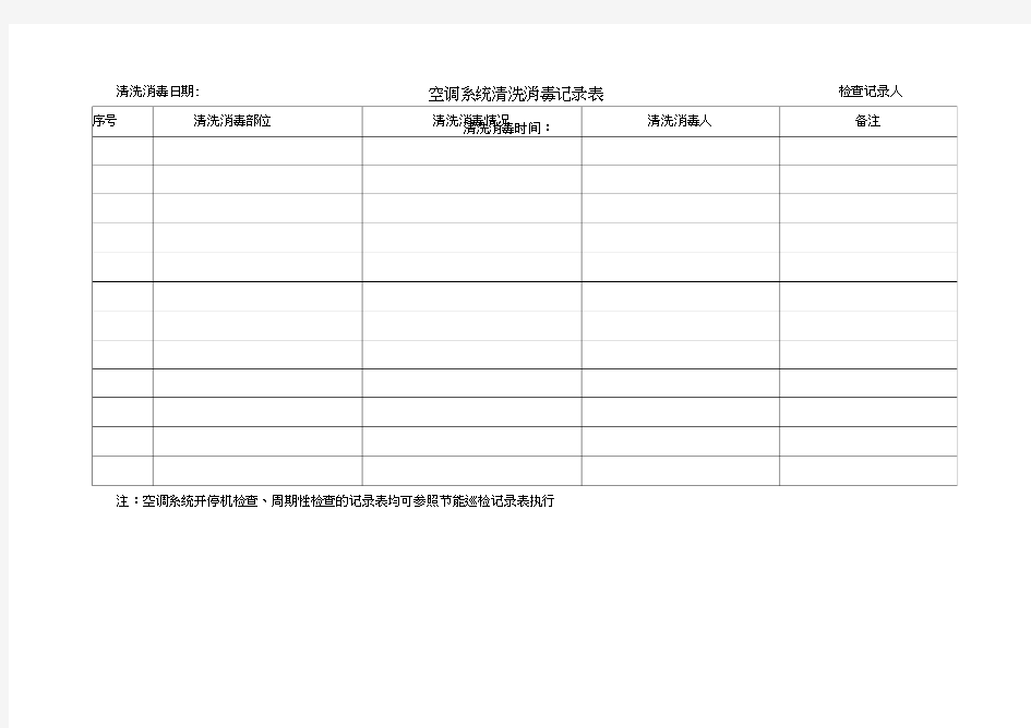 空调系统清洗消毒记录表word精品