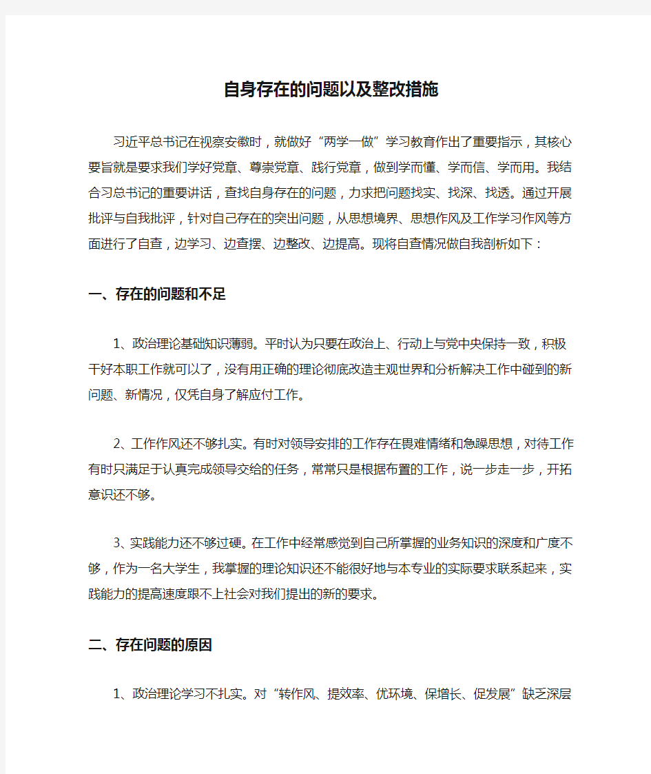 自身存在的问题以及整改措施