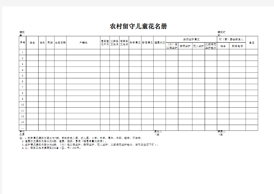 农村留守儿童花名册