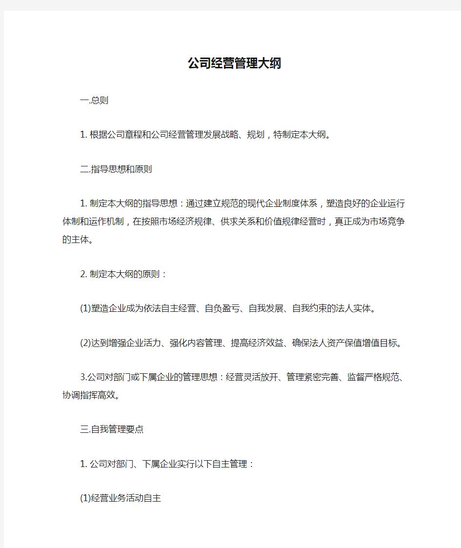 公司经营管理大纲(DOC格式)