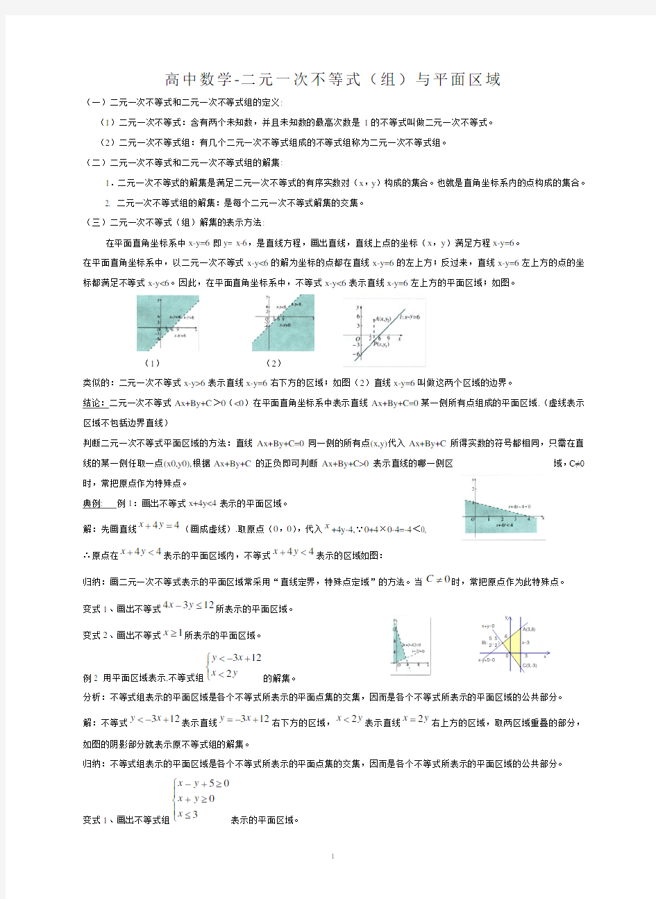 二元一次不等式(组)和可行域