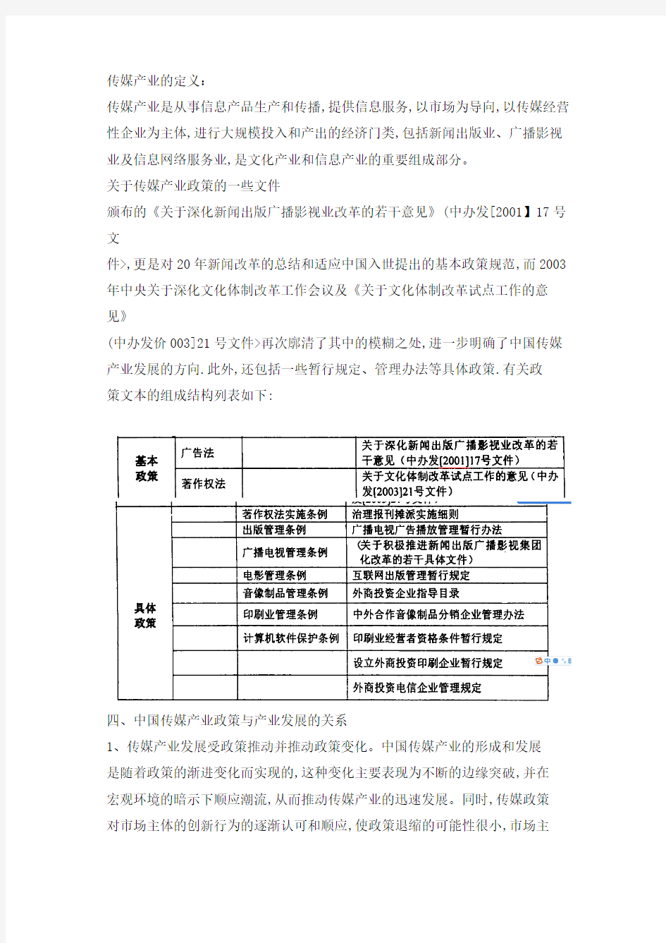 传媒产业政策分析