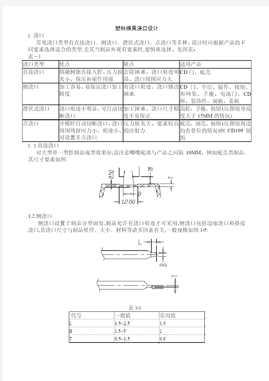 塑料模具浇口设计