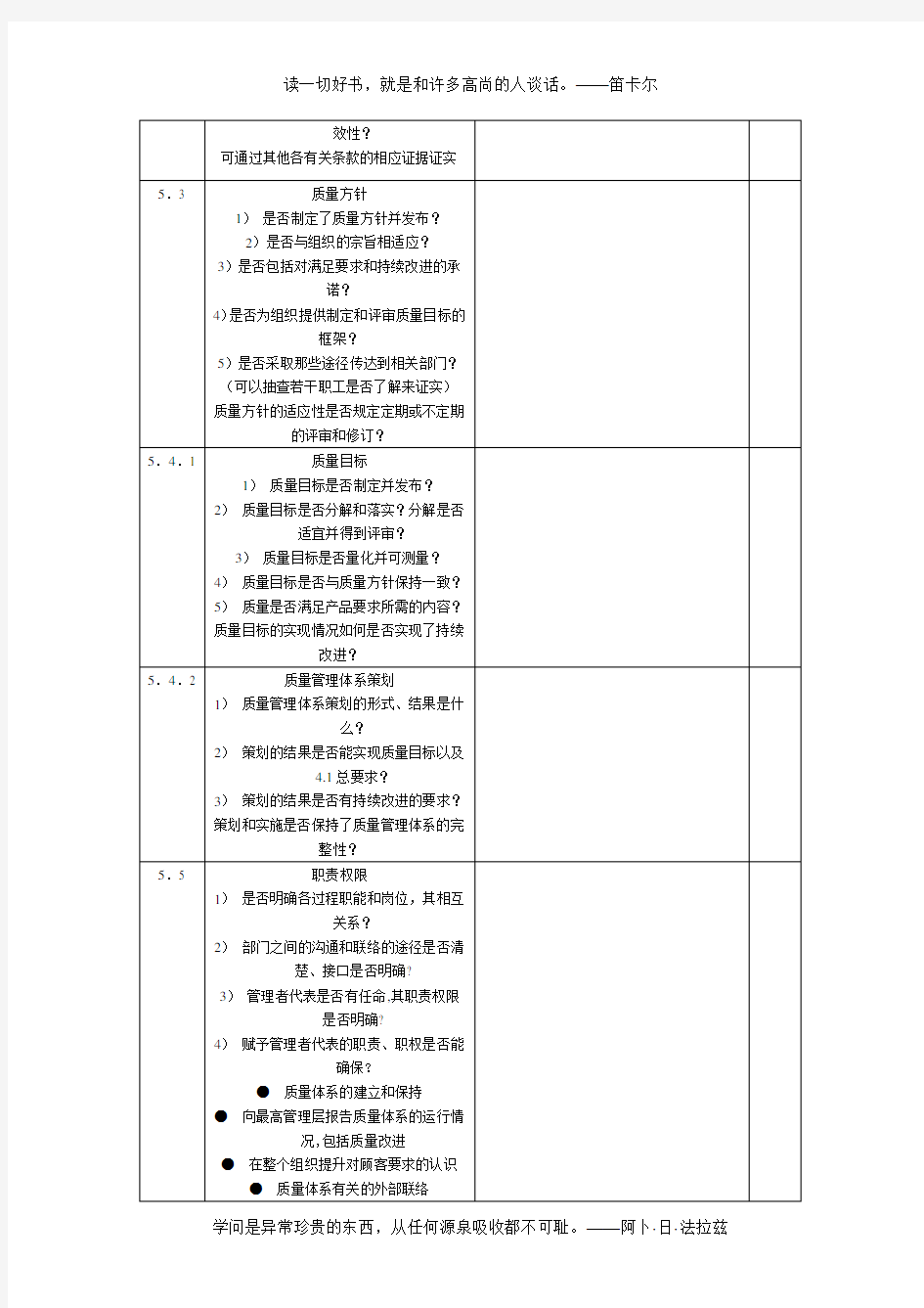 内审检查表(范本)