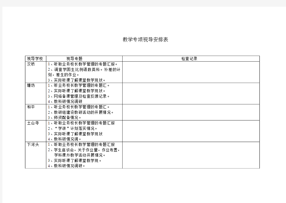 教学专项视导安排表