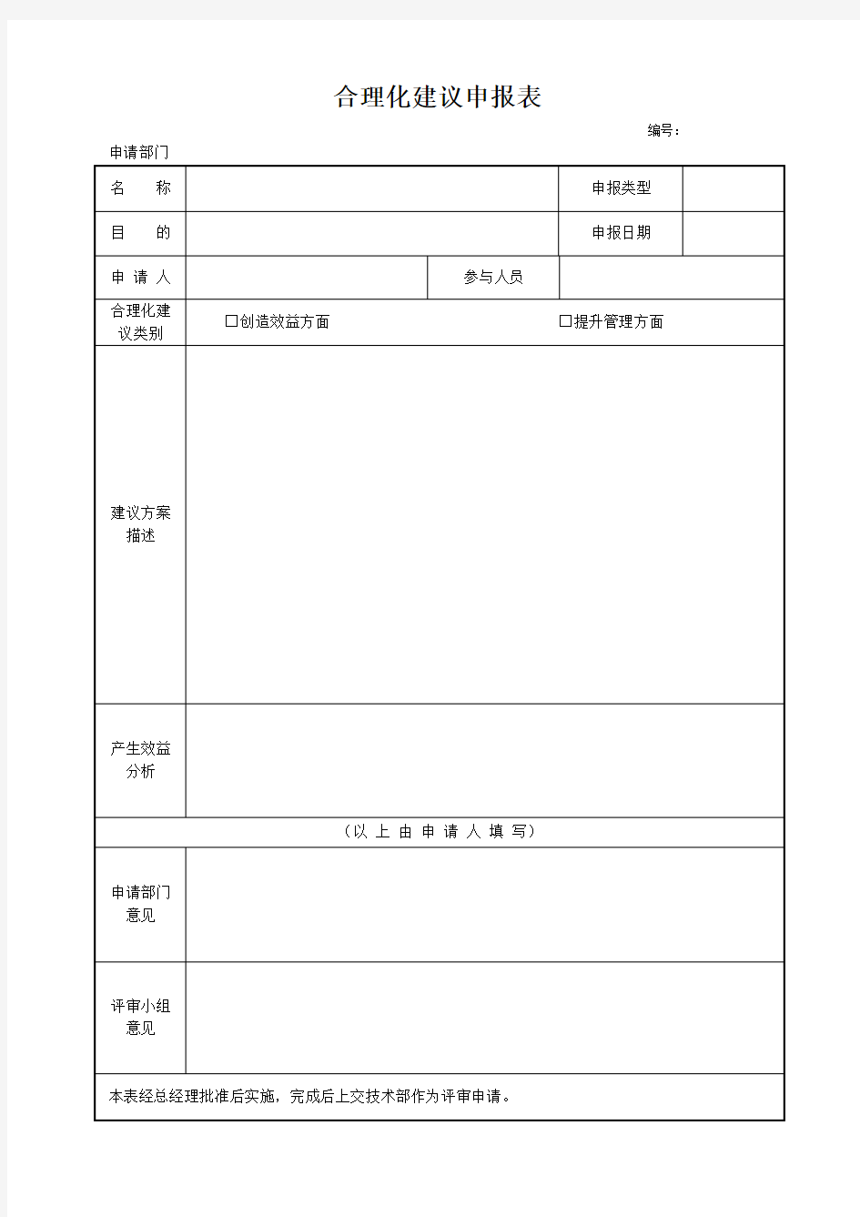 合理化建议申报表(标准)