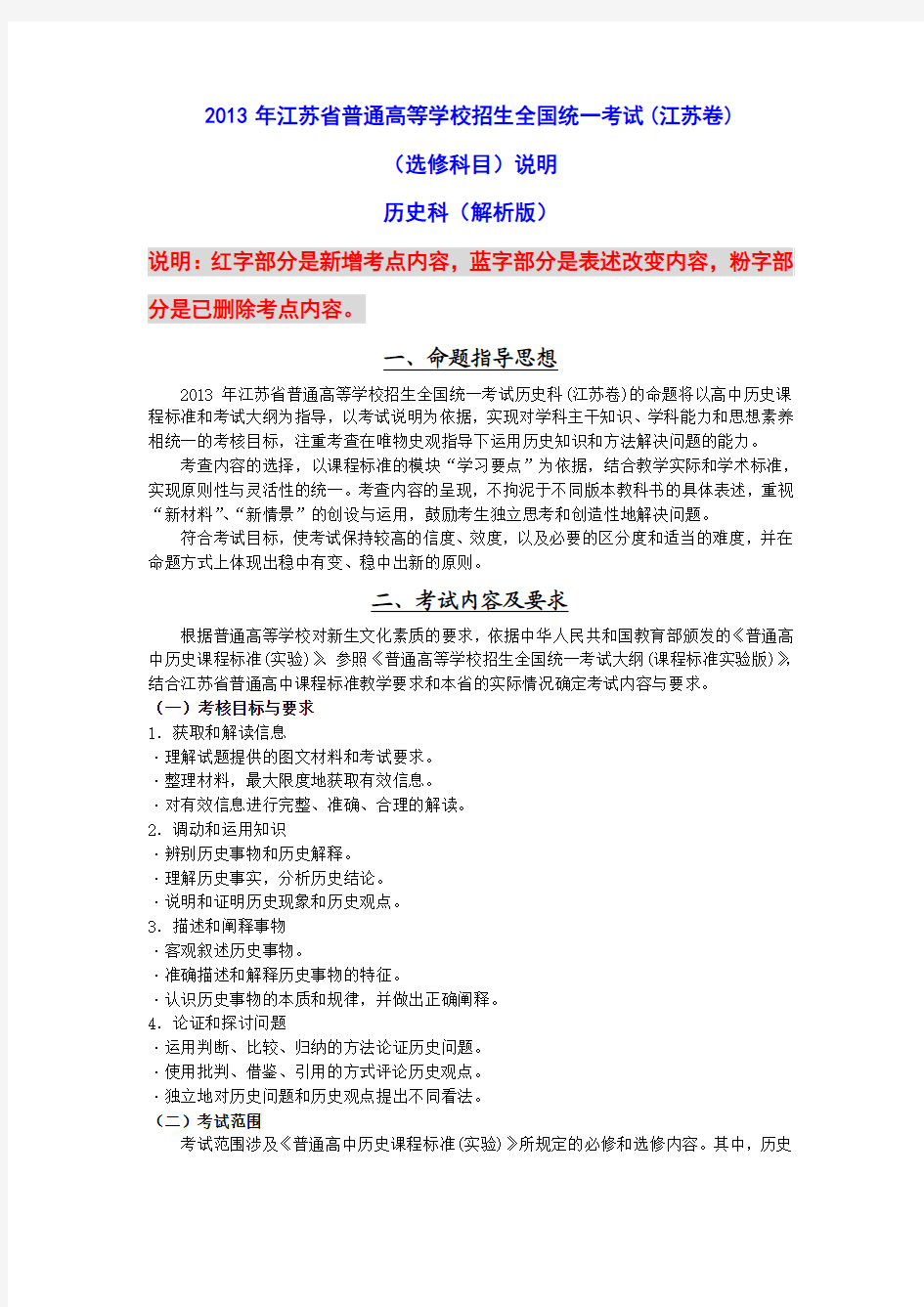 2013年江苏省普通高等学校招生全国统一考试