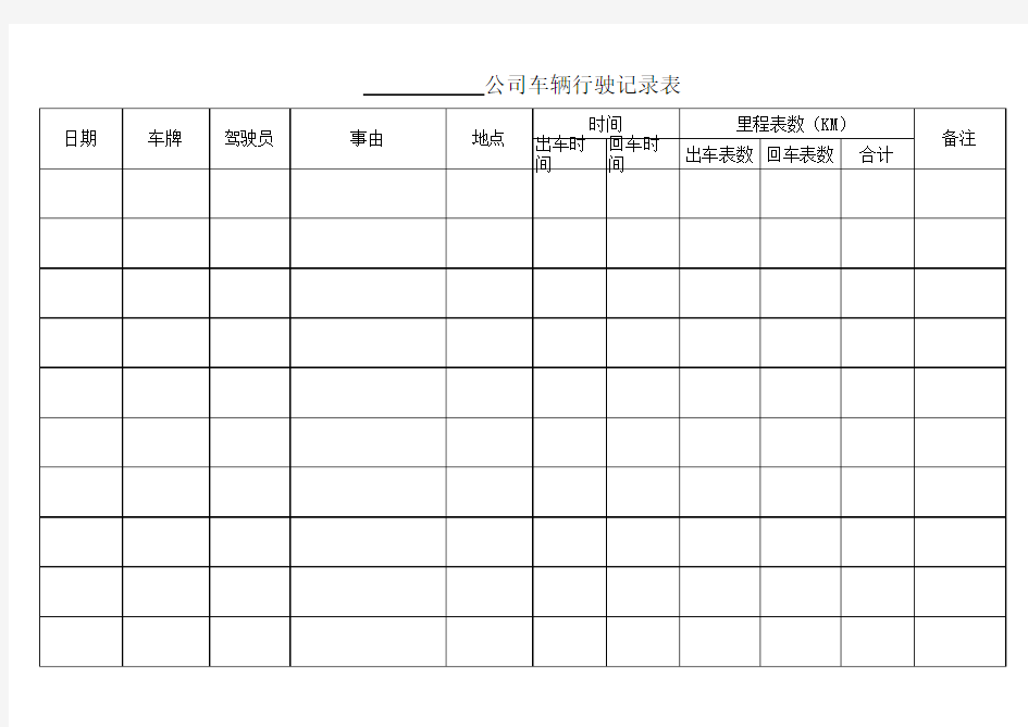 公司车辆行驶记录表