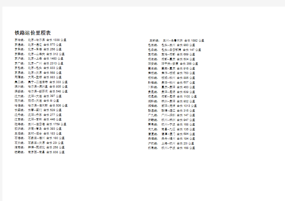 铁路运价里程1