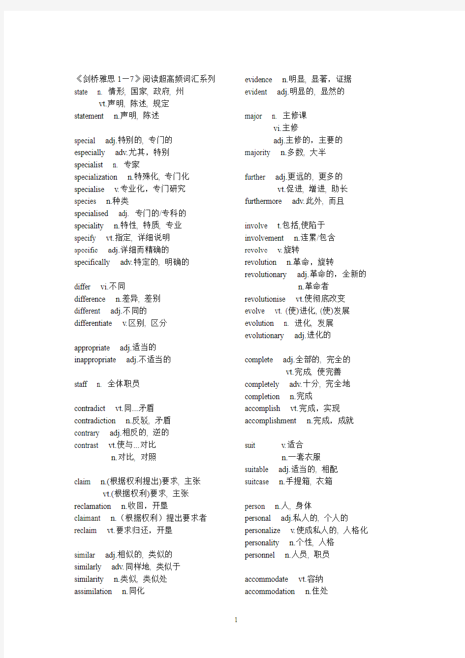 《剑桥雅思1—7》阅读超高频词汇系列-zn