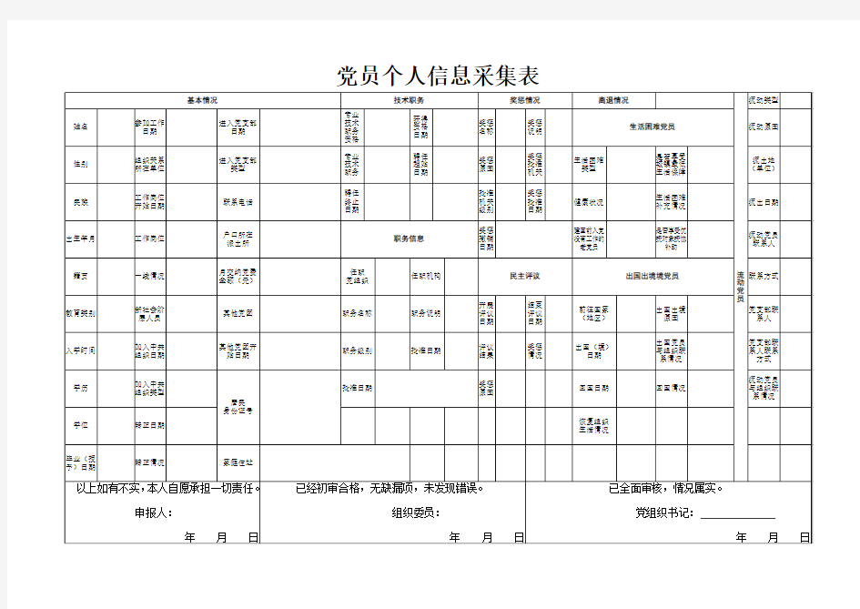 党员个人信息采集表