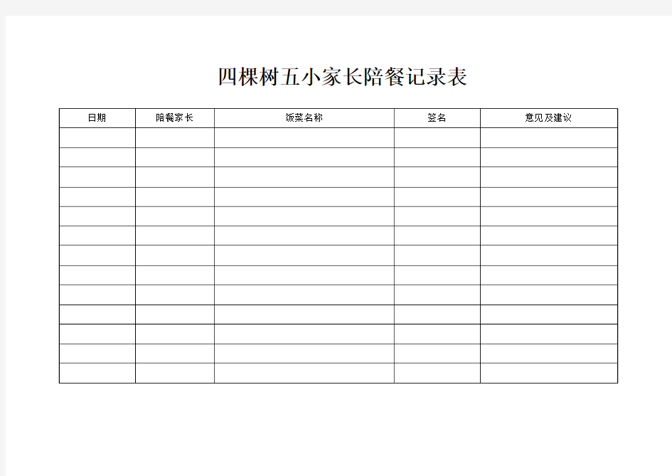 营养餐各项记录表