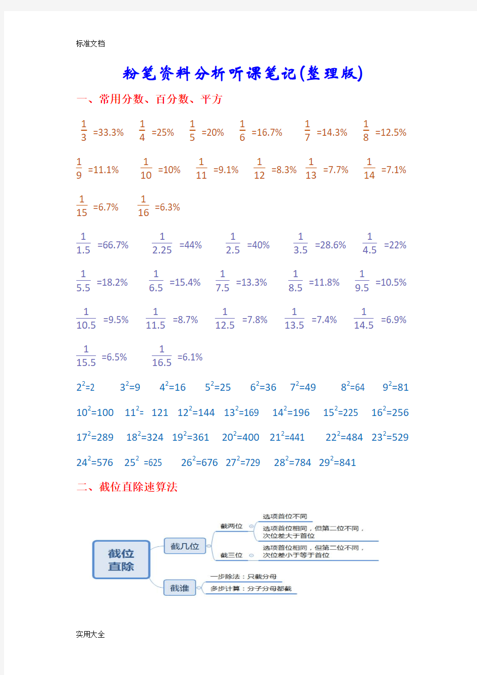 粉笔资料分析报告听课笔记(整理版)