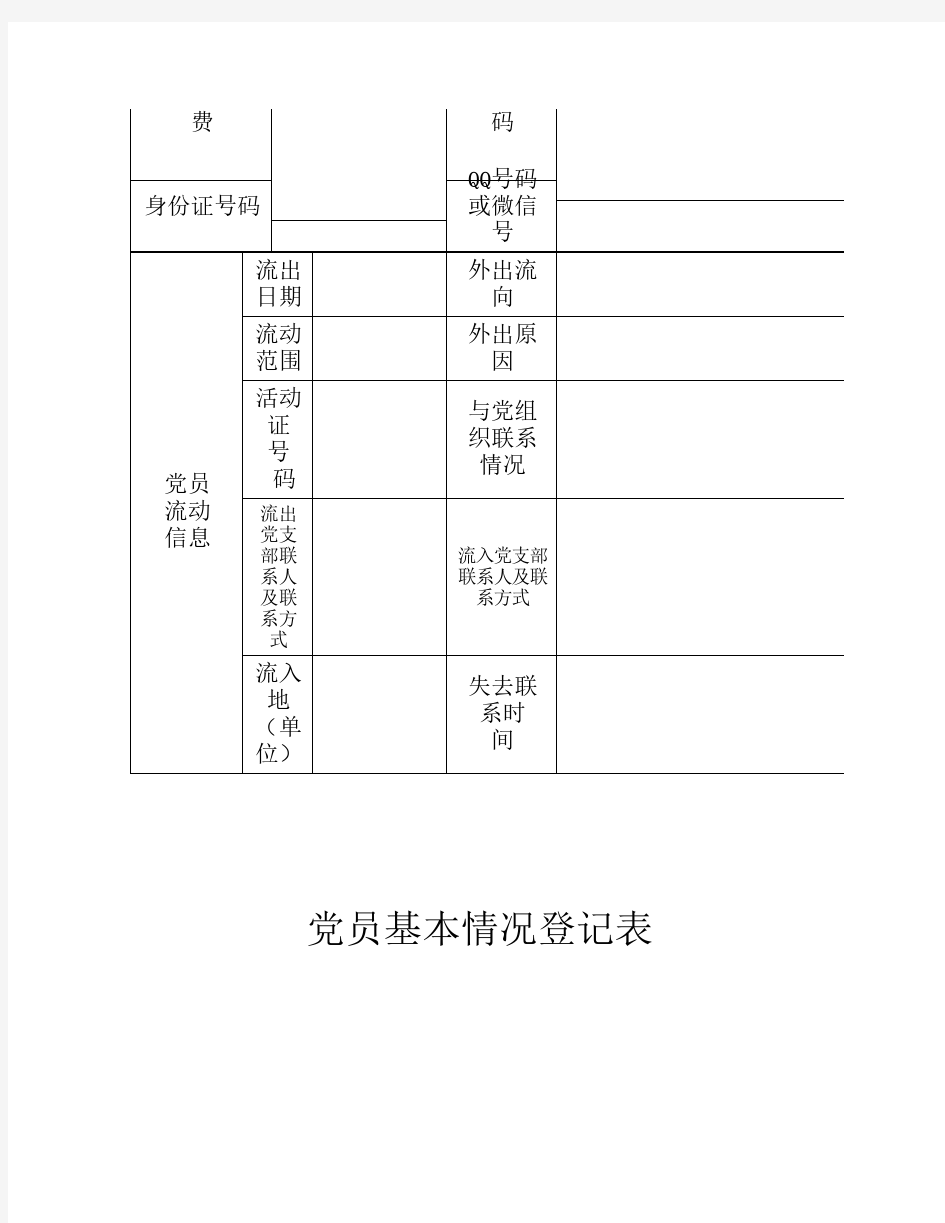 党员基本情况登记表及填写说明