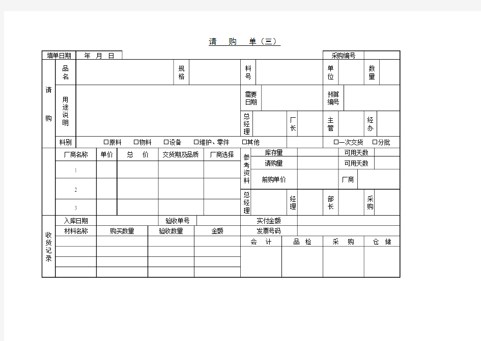 请购单范本