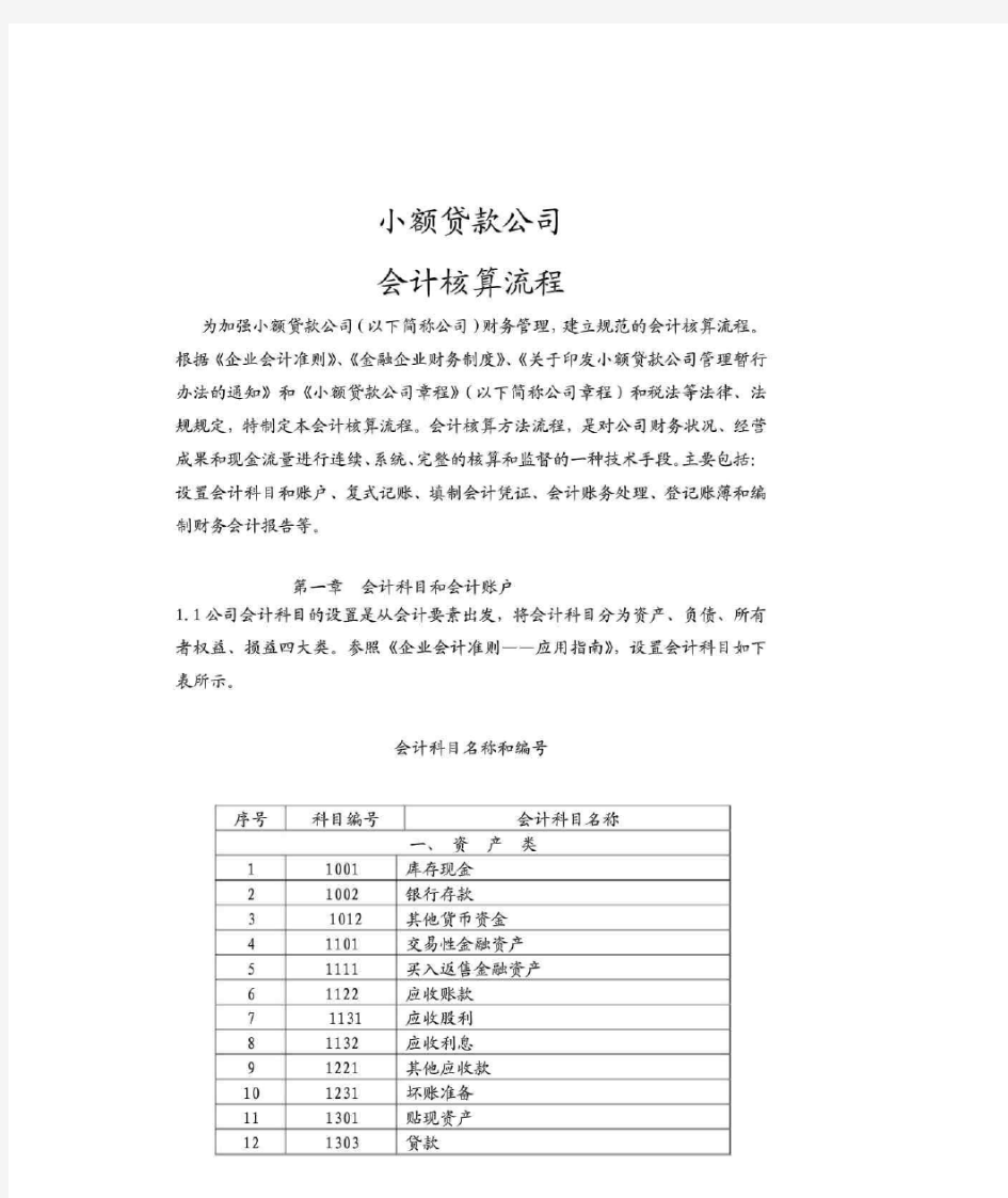 小额贷款公司会计处理流程