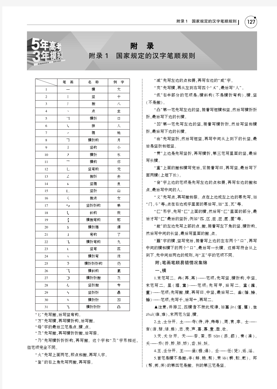 (北京版5年高考3年模拟)2019年高考语文附录1国家规定的汉字笔顺规则讲义(pdf)