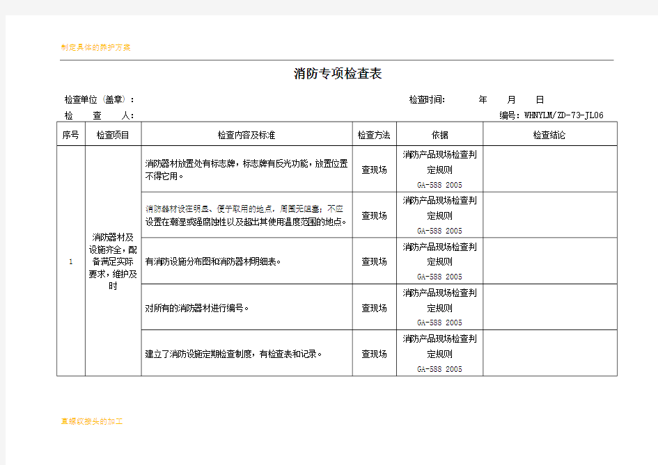 消防安全检查表