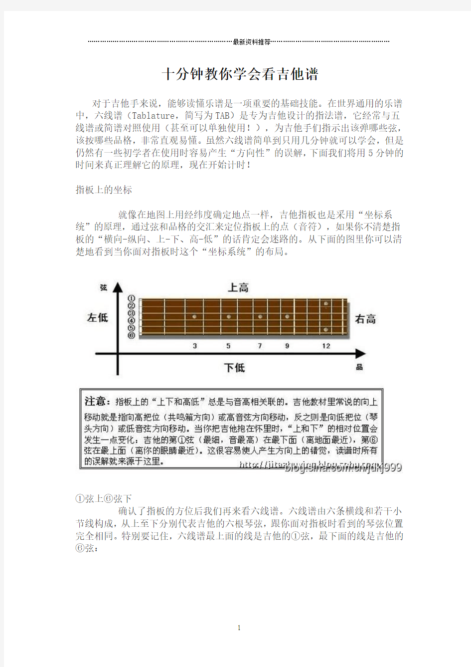 十分钟教你学会看吉他谱精编版