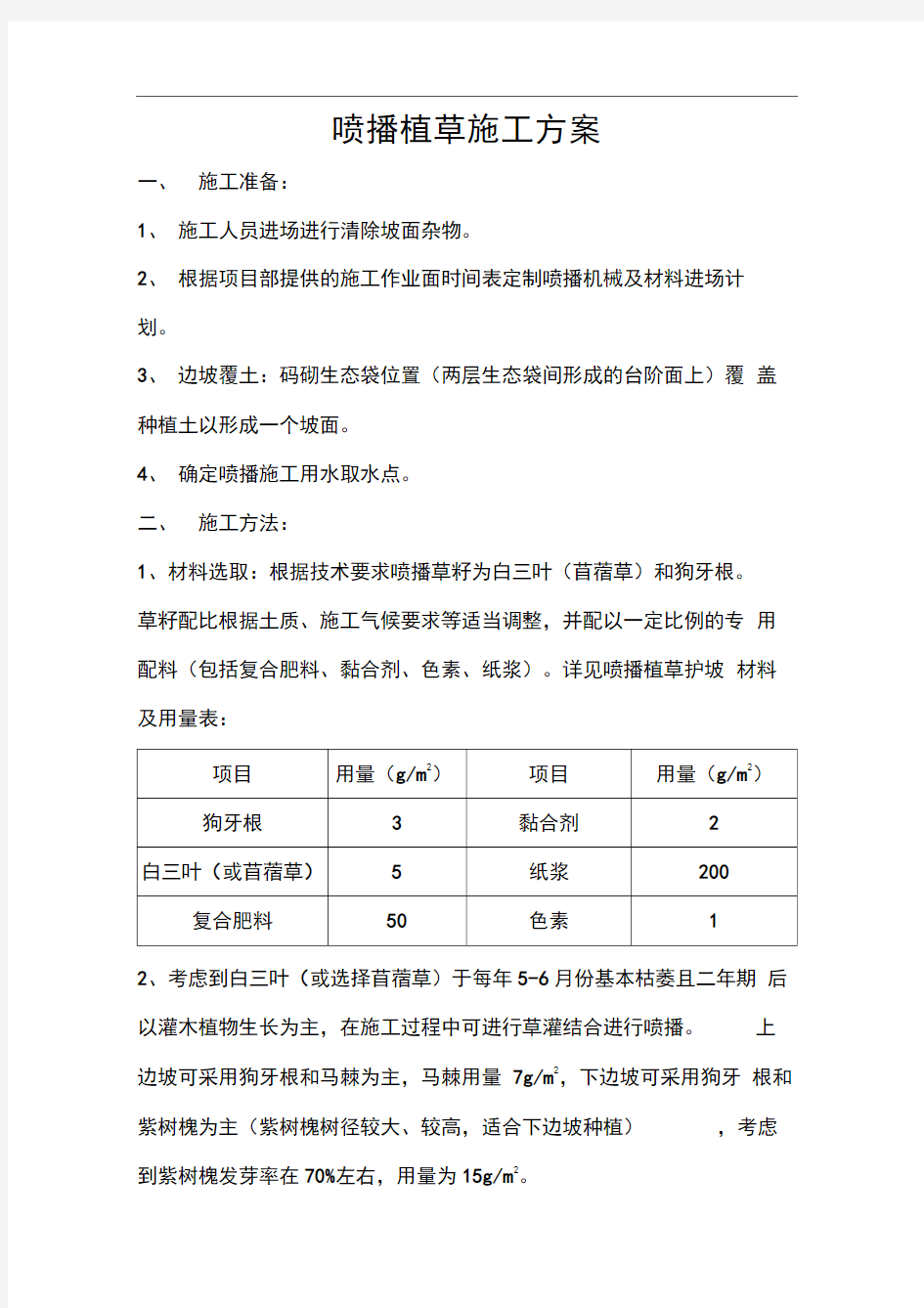 喷播植草施工方案