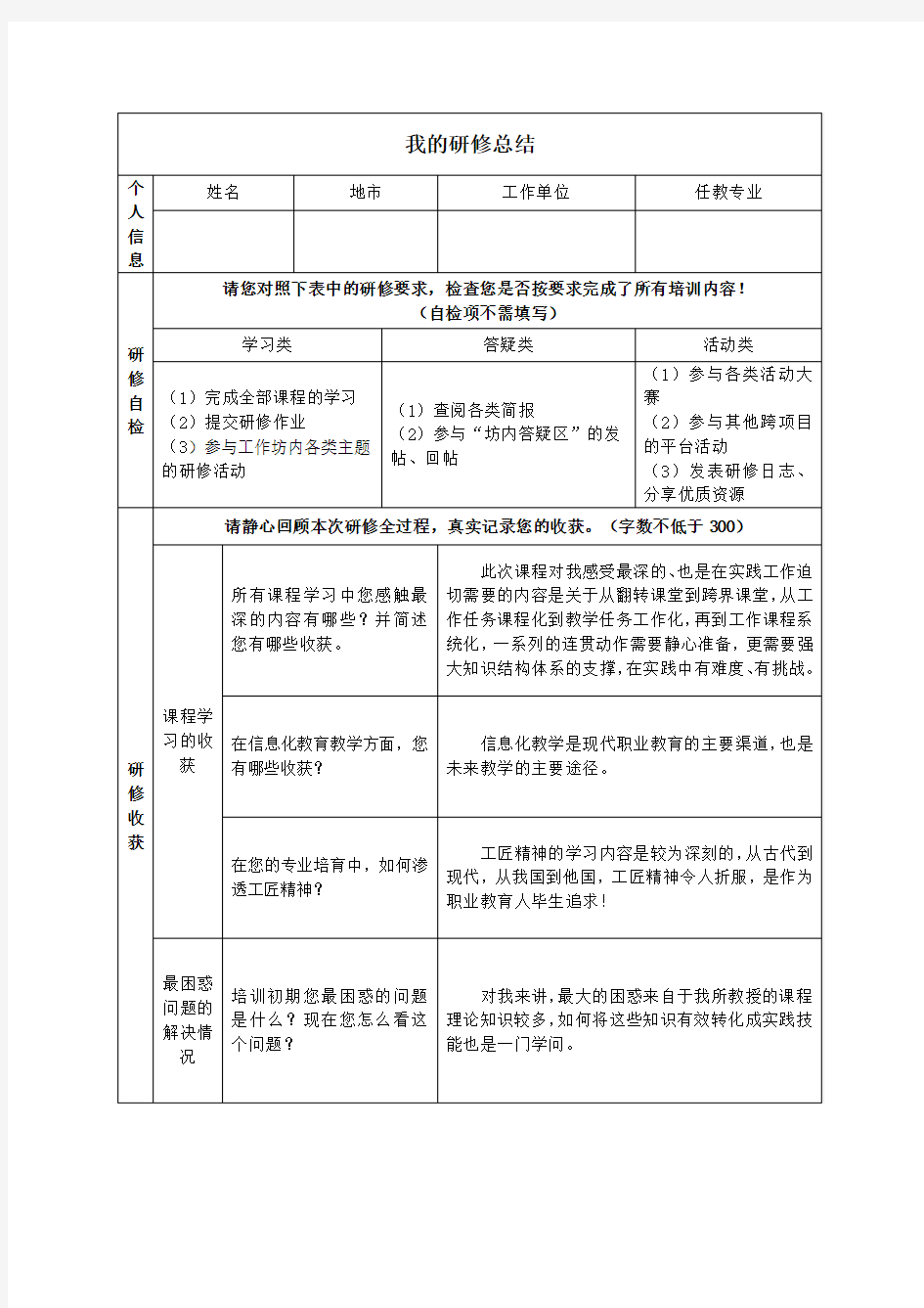 研修总结模板