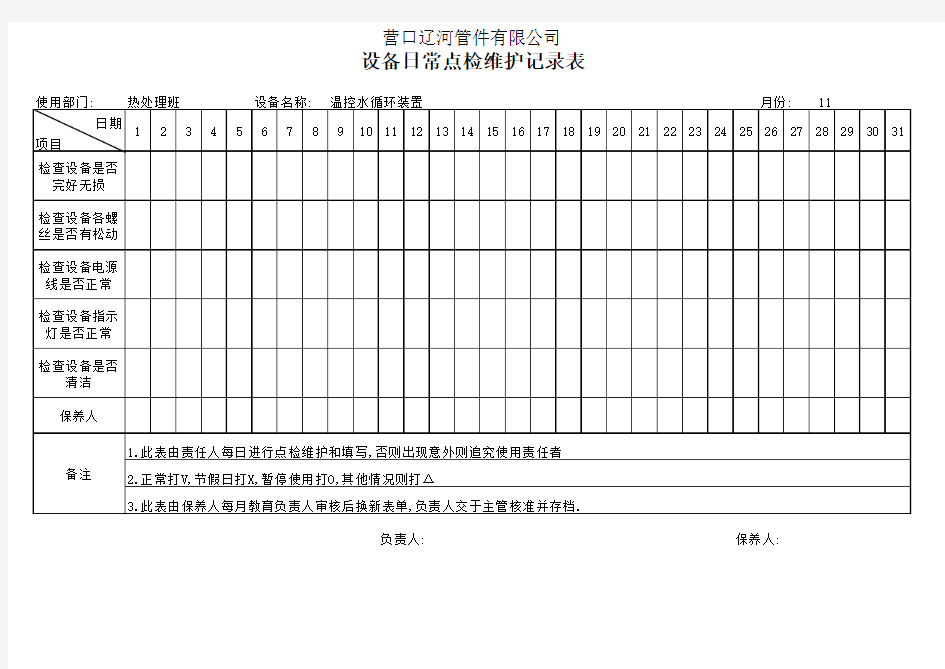 水温度设备点检表