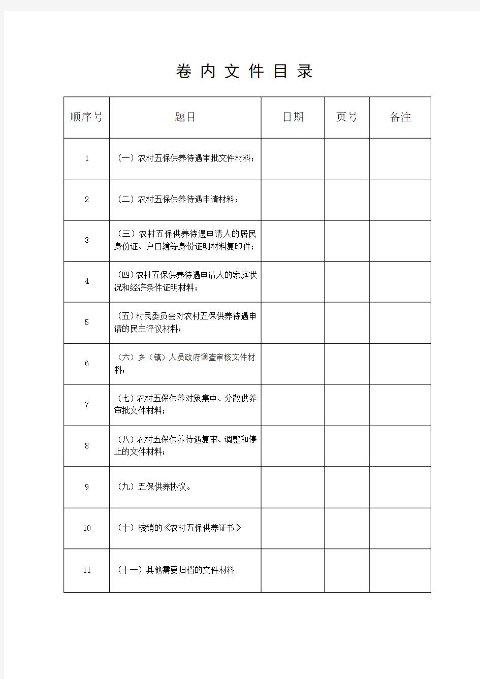 农村五保供养审批材料(电子版)