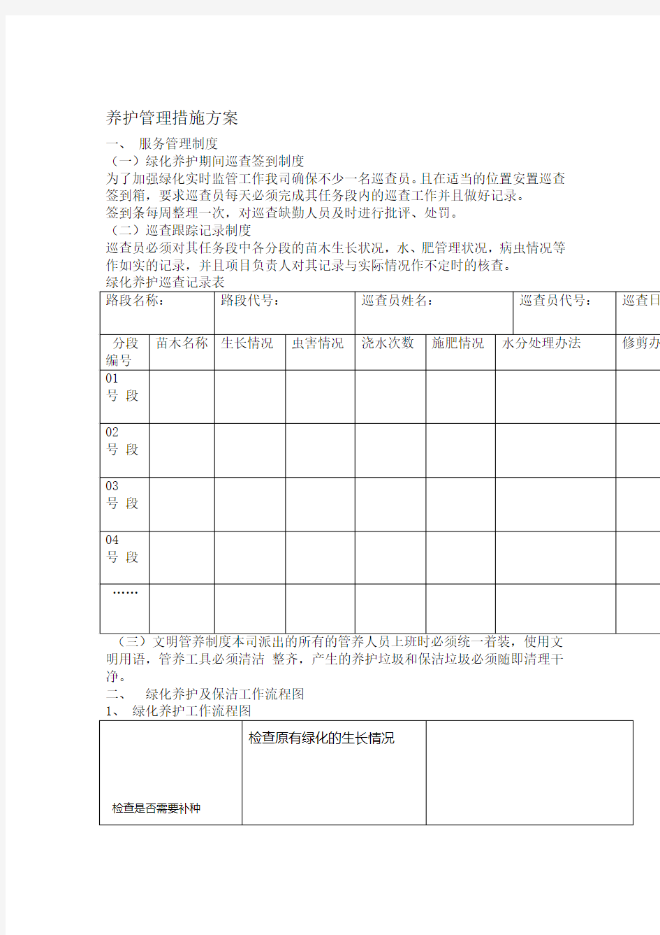 养护管理措施方案