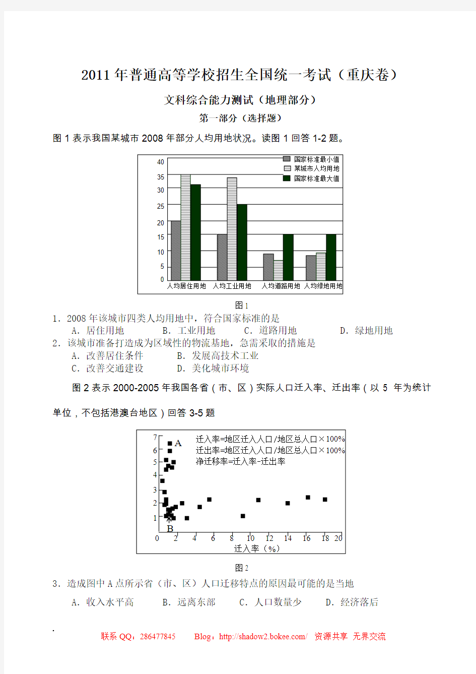 2011重庆文综地理(word最终修正版)