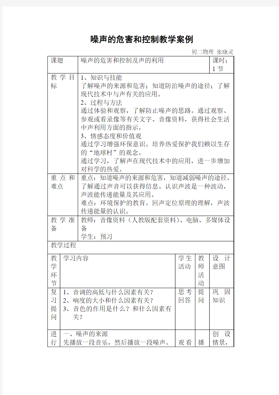 噪声的危害和控制教学案例