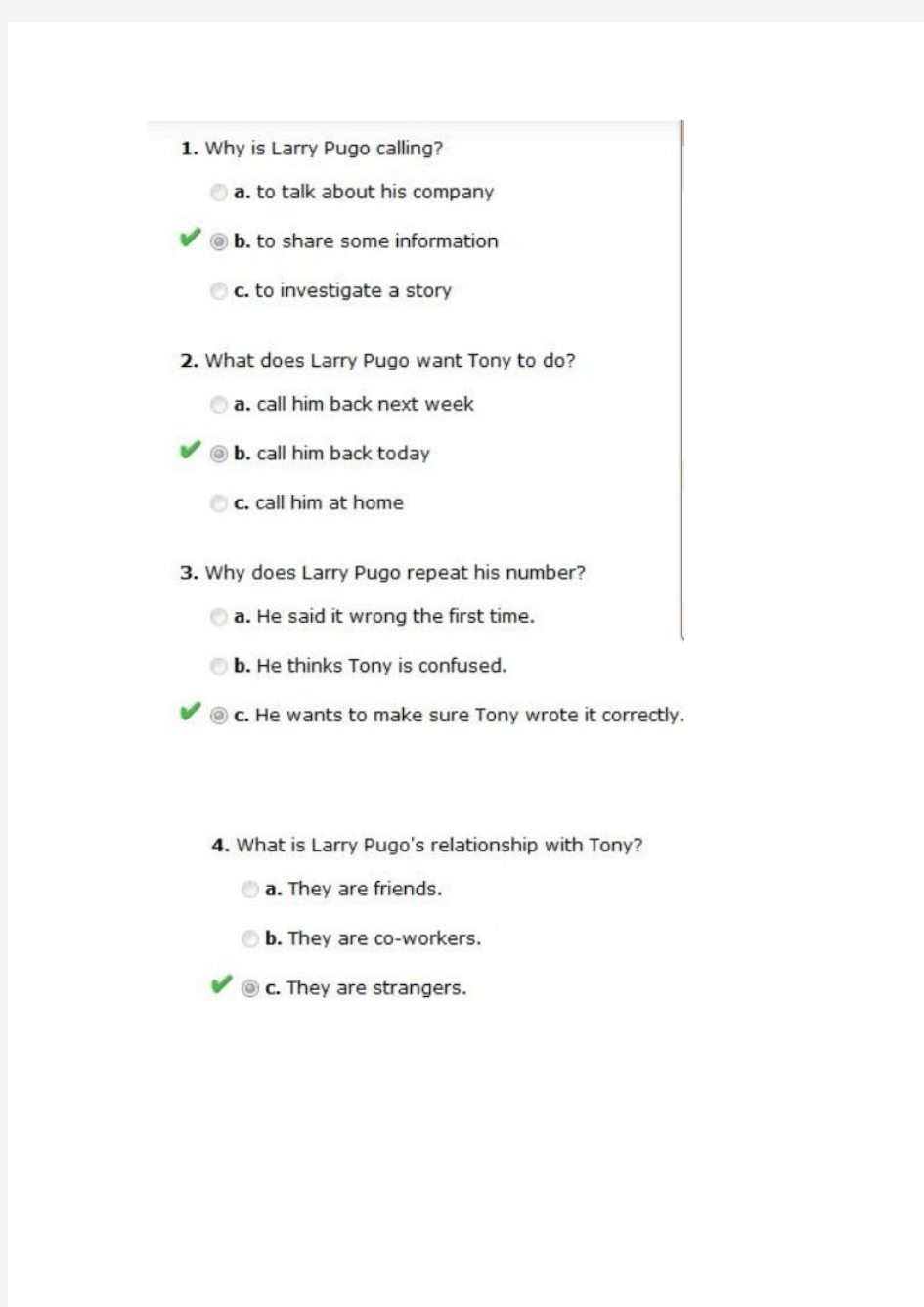 朗文交互英语Level test答案