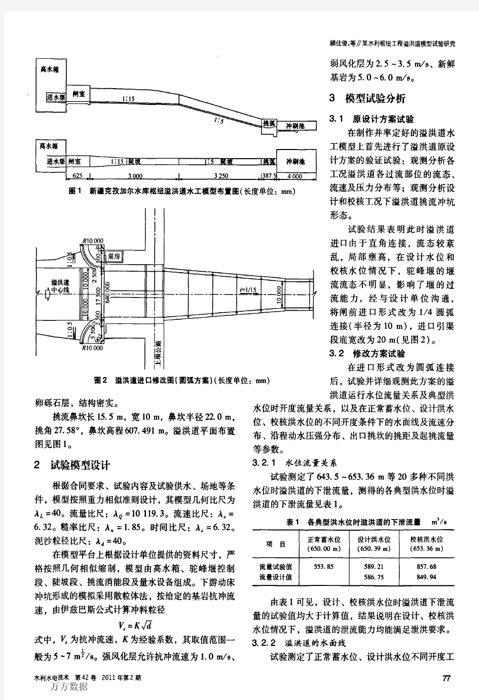 某水利枢纽工程溢洪道模型试验研究