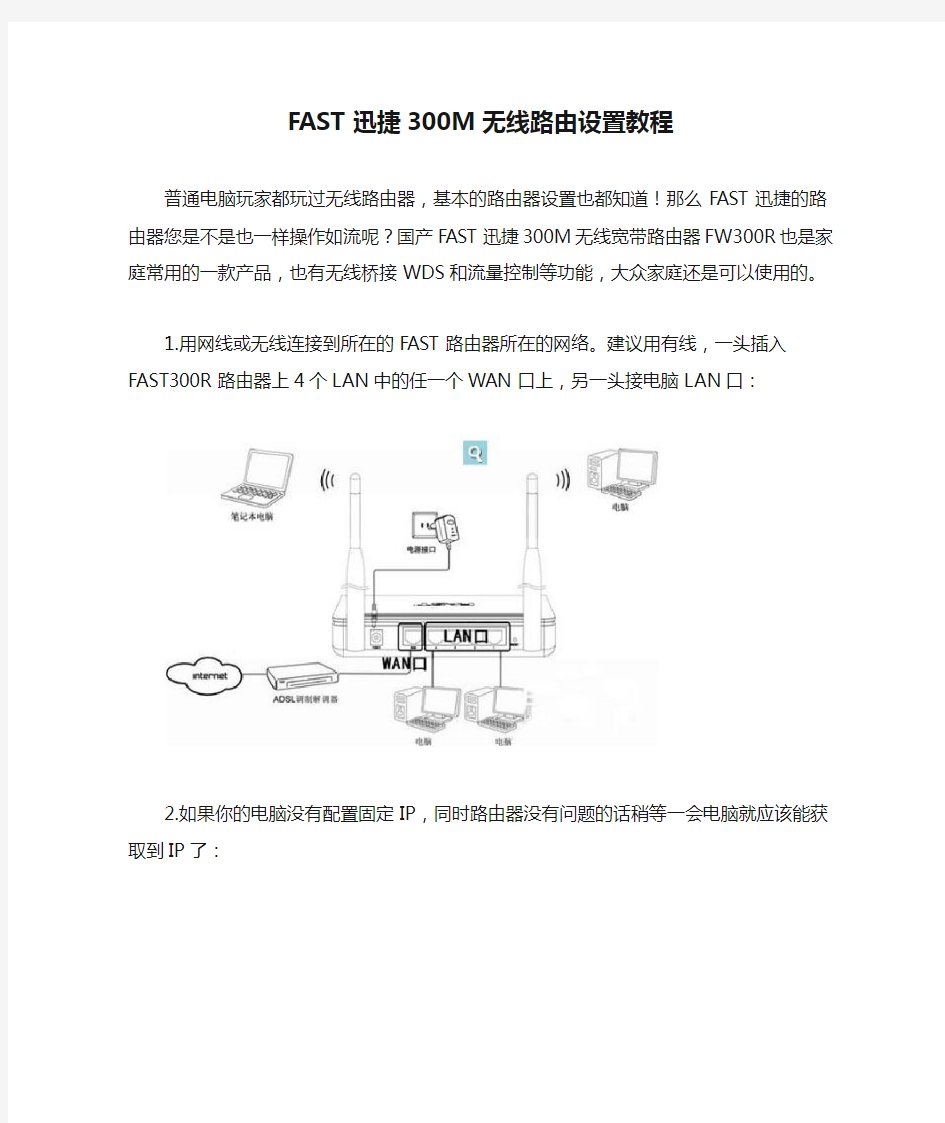 FAST迅捷300M无线路由设置教程