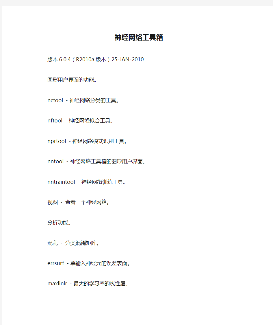 神经网络工具箱